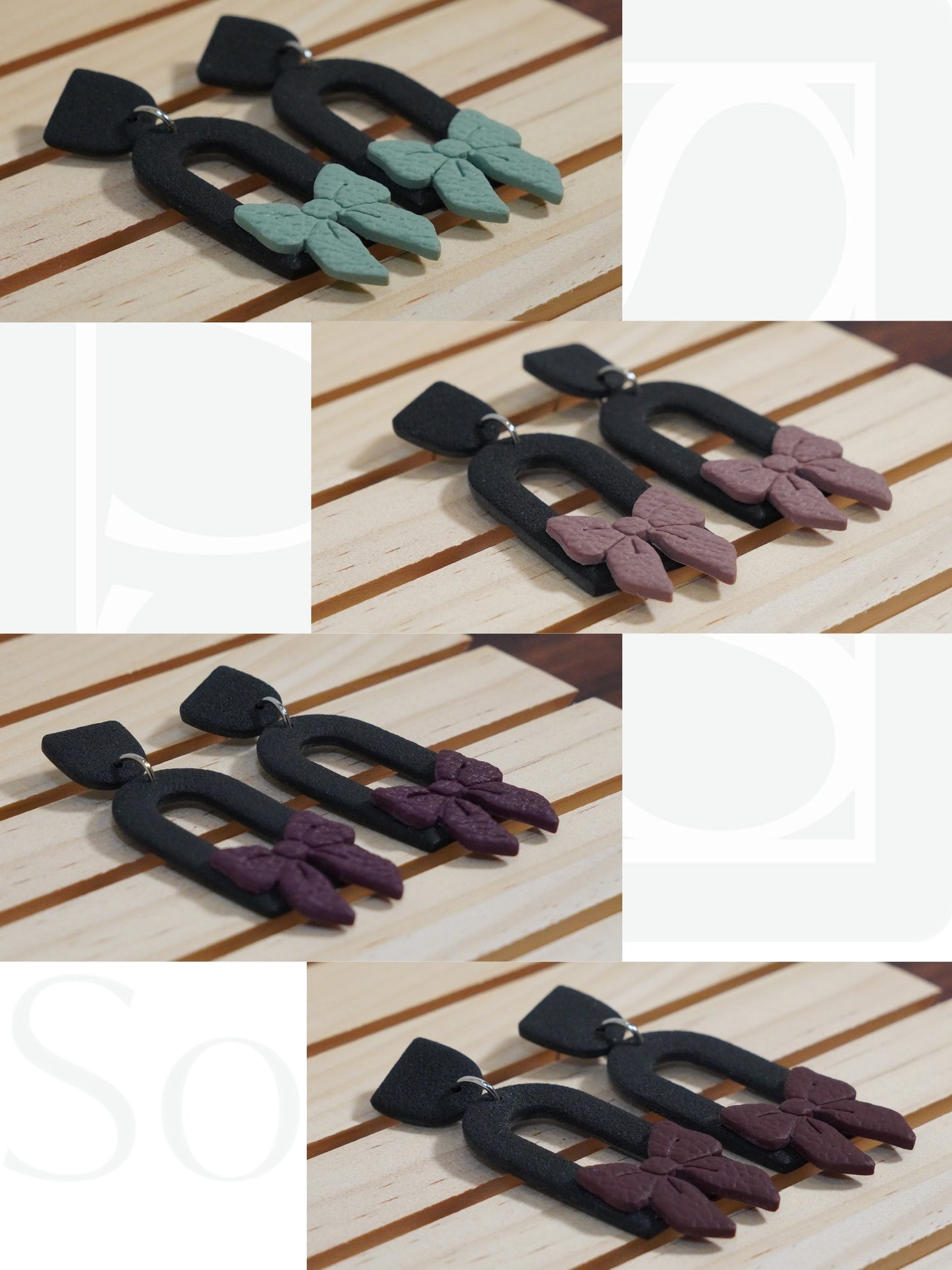 Ohrringe "Black Velvet Bow" - Hardwarefarbe in silber- oder goldfarben auswählbar