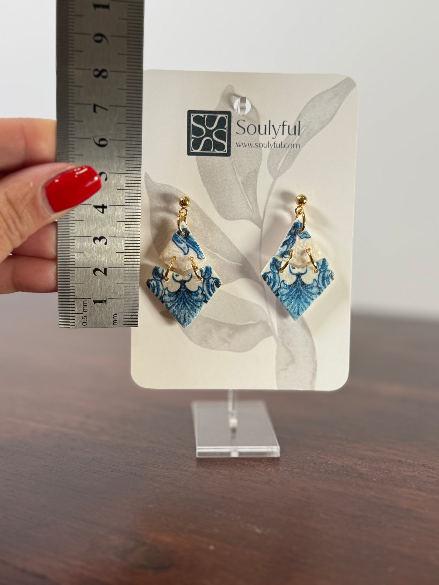 Ohrringe "Weißblau Design" Verschiedene Varianten - Hardwarefarbe auswählbar