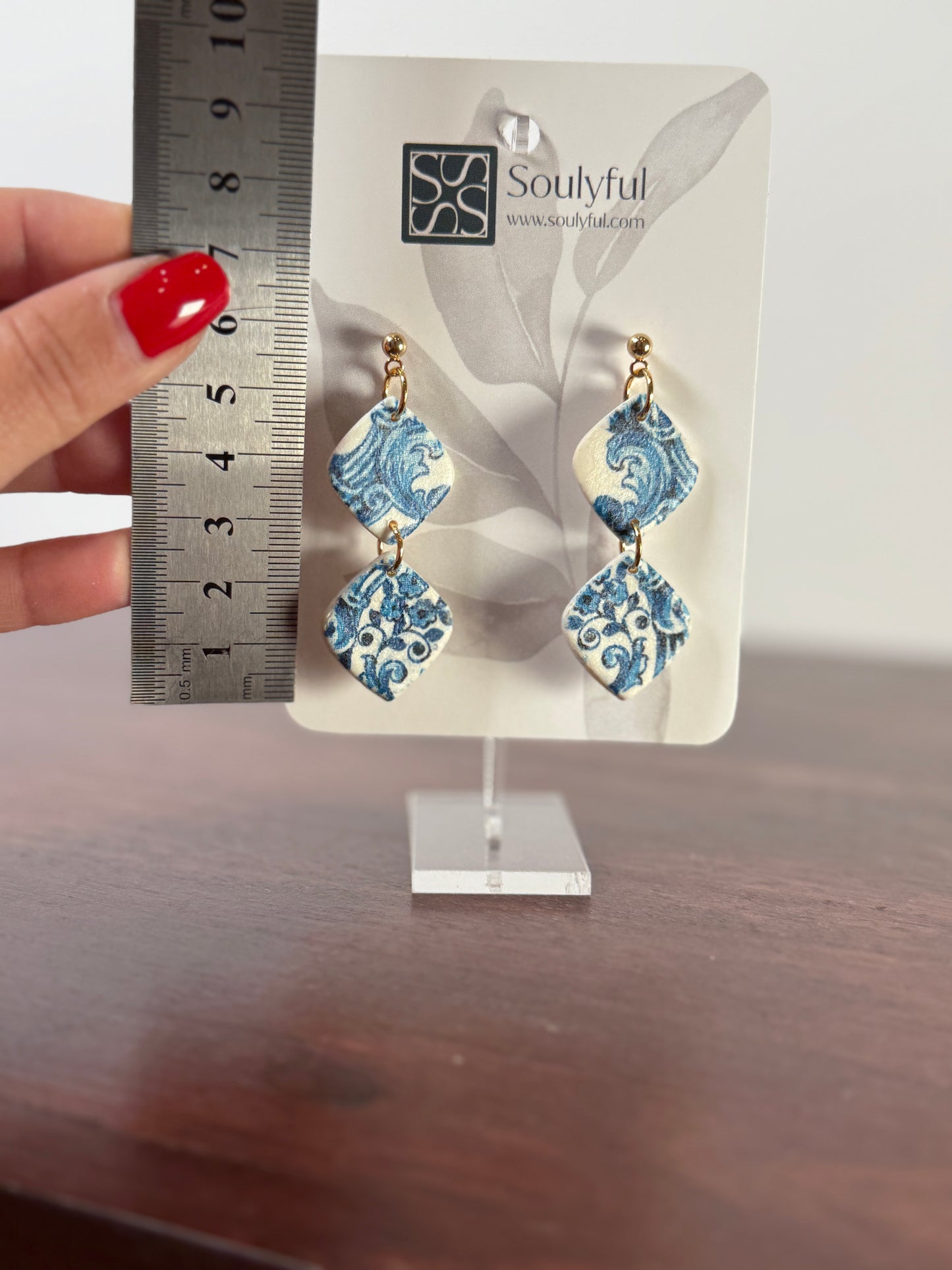 Ohrringe "Weißblau Design" Verschiedene Varianten - Hardwarefarbe auswählbar