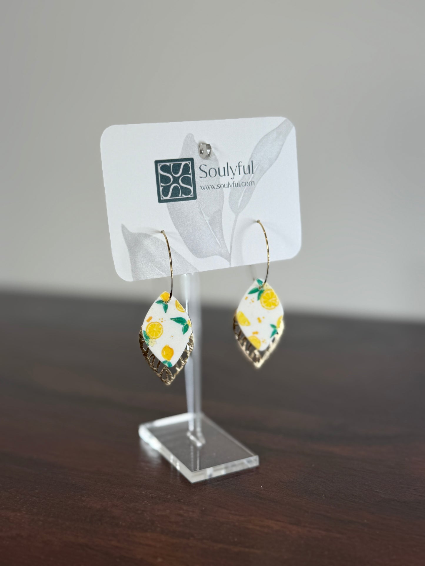 Creolen 18K vergoldet "Leafy Lemon"