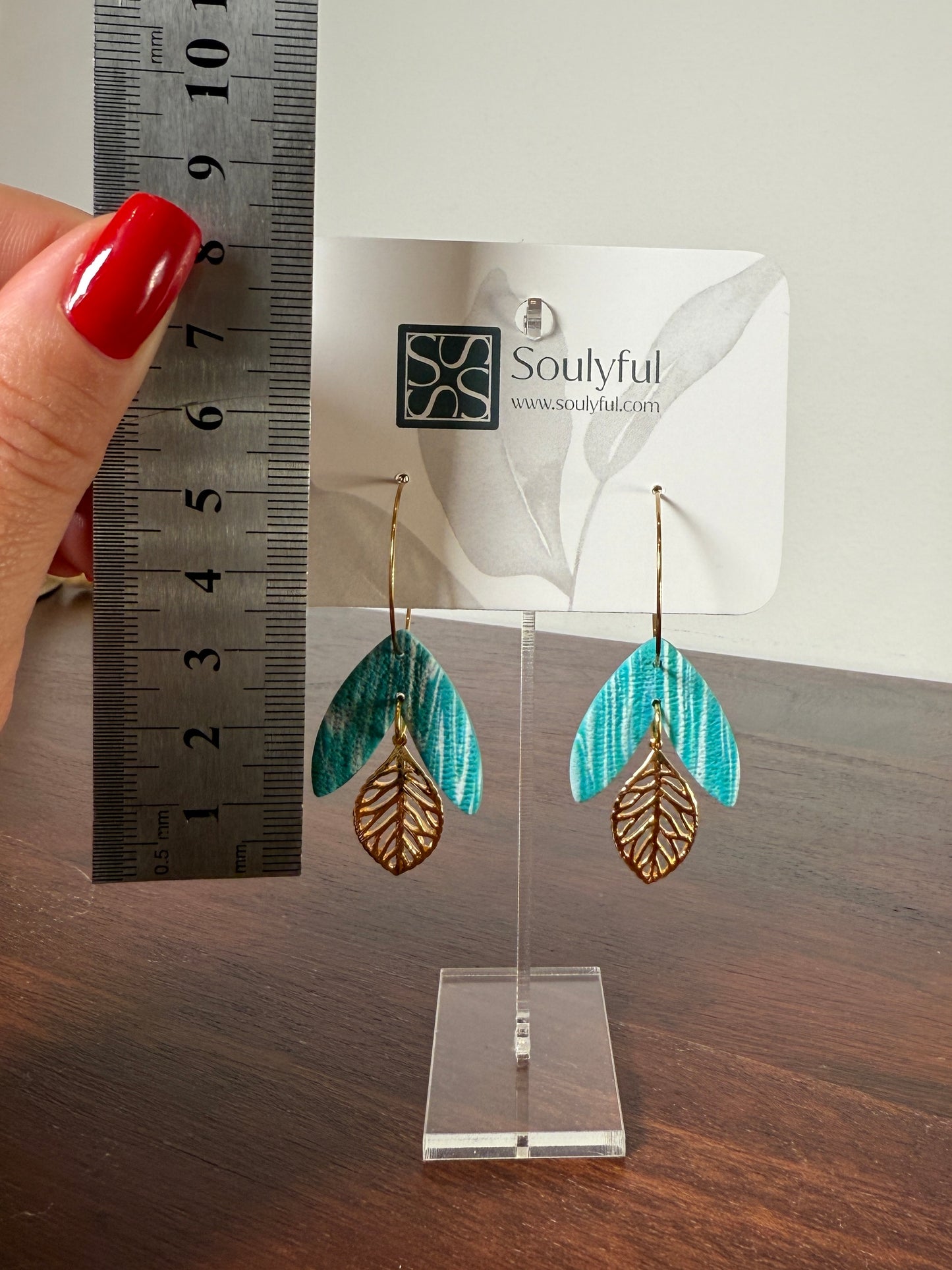 Creolen 18K vergoldet "Turquoise Leaf"