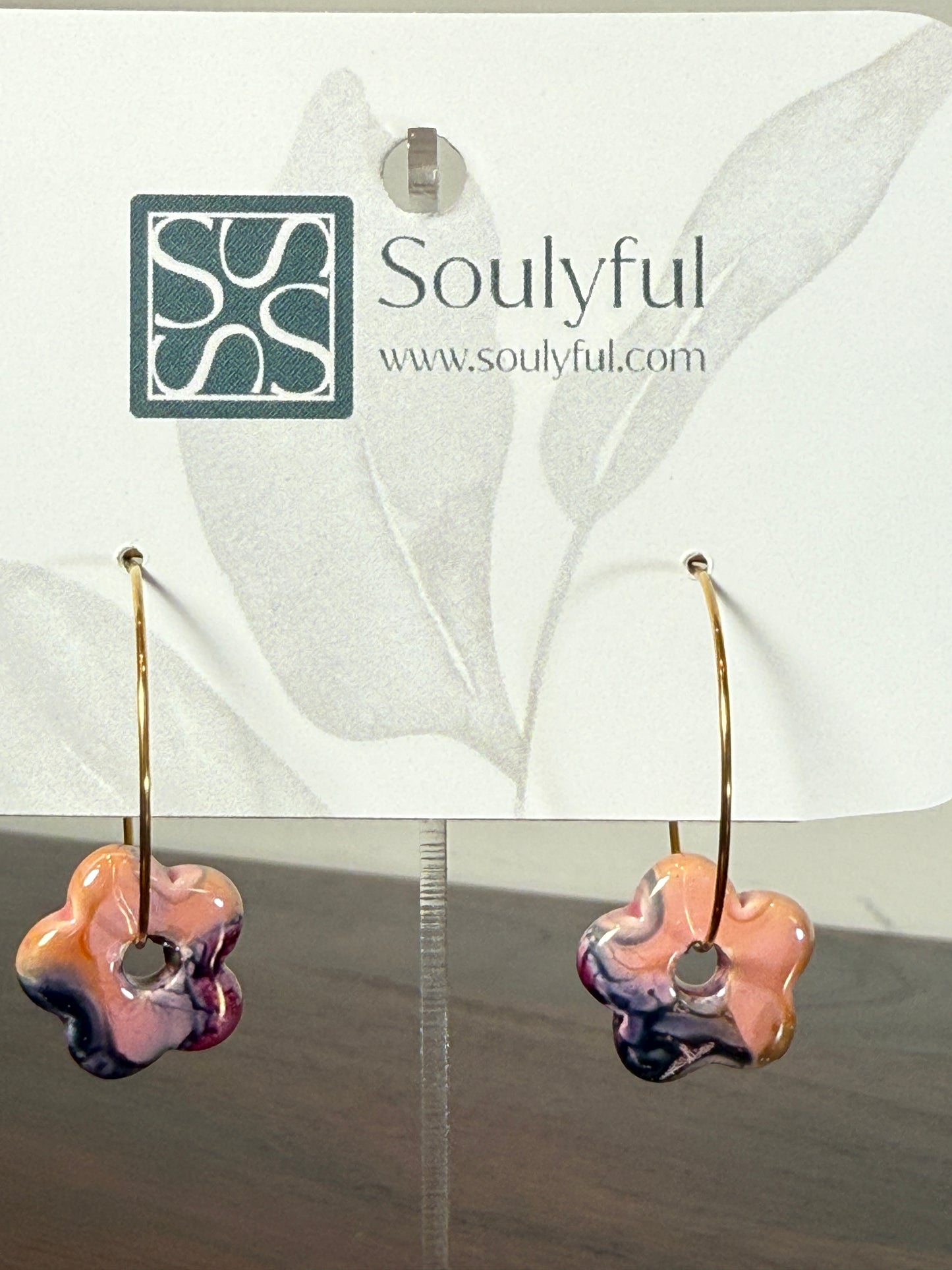 Creolen vergoldet "Ceramic Flower" - Verschiedene Farben