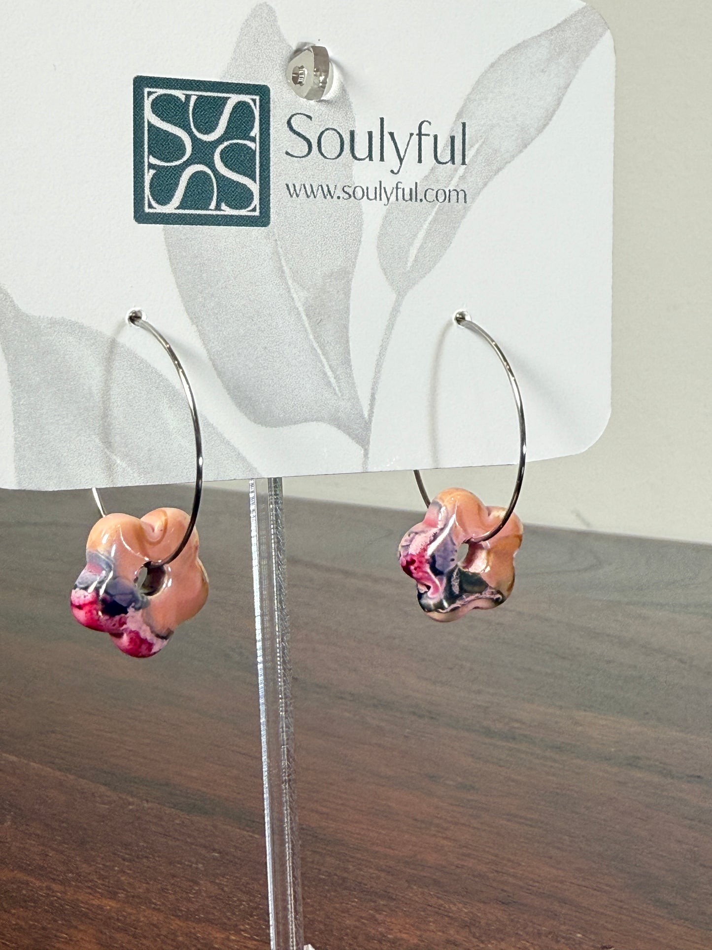Creolen Chirurgischer Edelstahl "Ceramic Flower" - Verschiedene Farben