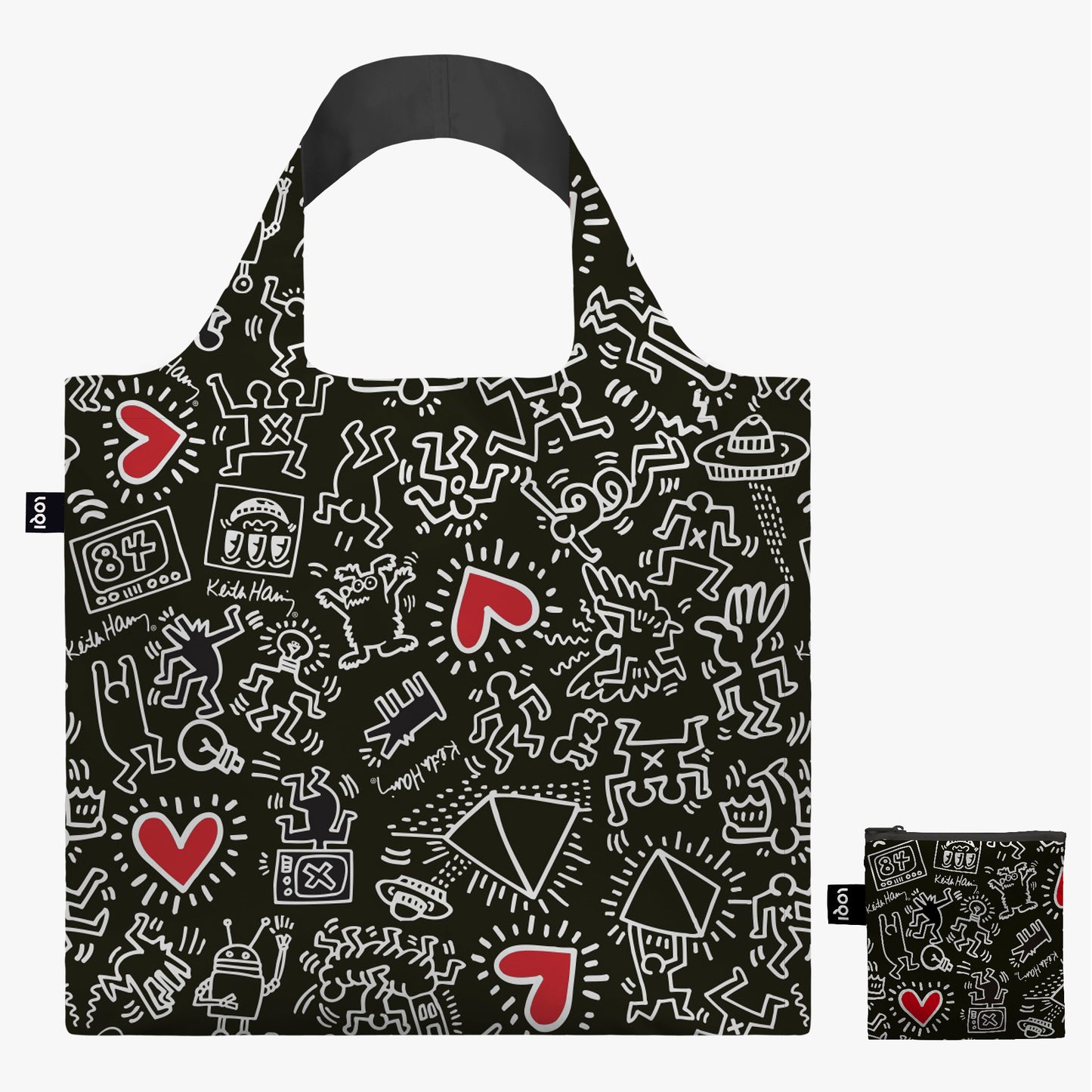 Tote Bag aus 100 % Recyclingmaterial – KEITH HARING „Schwarzes Muster“
