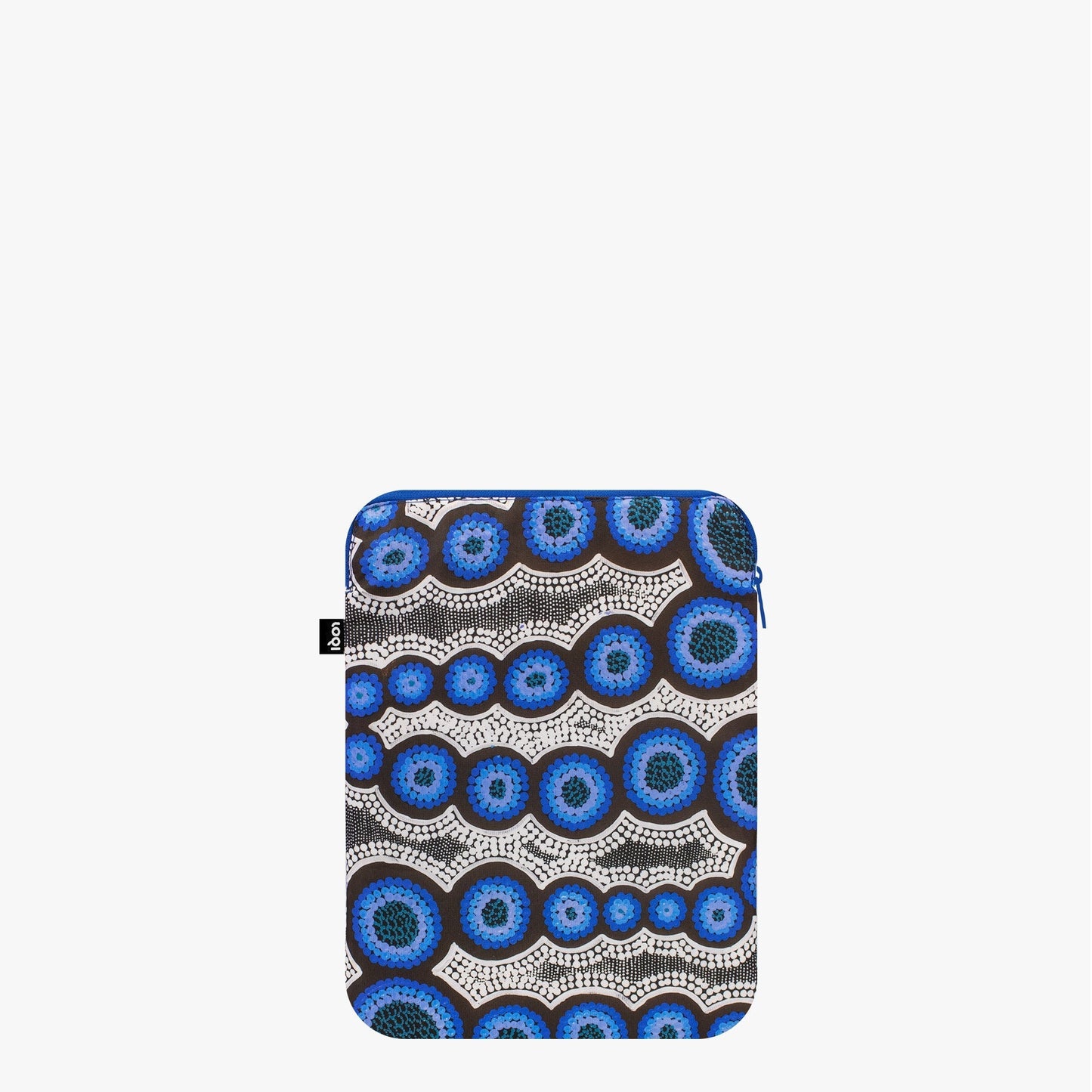 Laptophülle aus 100 % Recyclingmaterial – KIRSTEN NANGALA EGAN „Water Dreaming Blue“