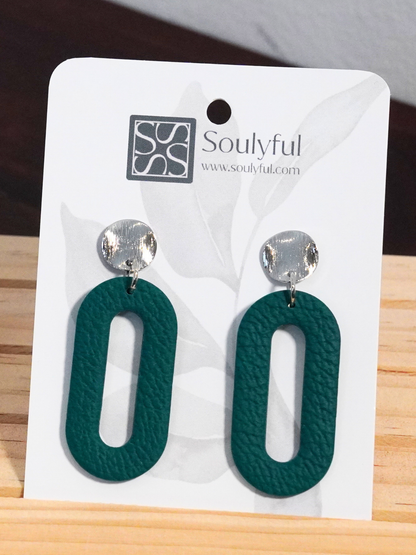 Ohrringe "Oval Reflection Petrolgrün" - Hardwarefarbe silber- oder goldfarben auswählbar