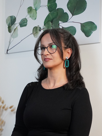 Ohrringe "Oval Reflection Petrolgrün" - Hardwarefarbe silber- oder goldfarben auswählbar