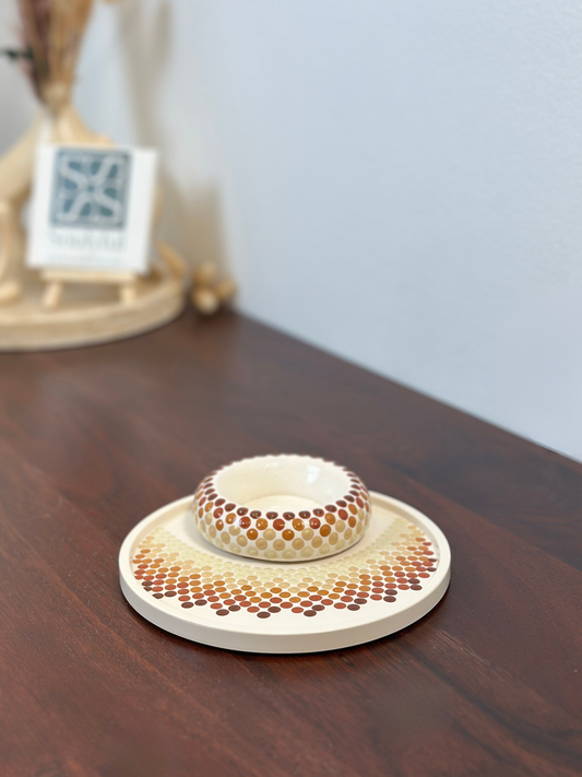 Set Tablett & Teelichthalter "Dotted Light Honeymoon"