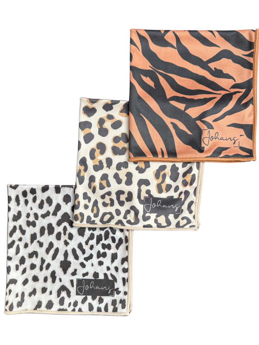 Johans® Mikrofasertücher - Stilvolle Reinigung für Brille & Display - Animalprint