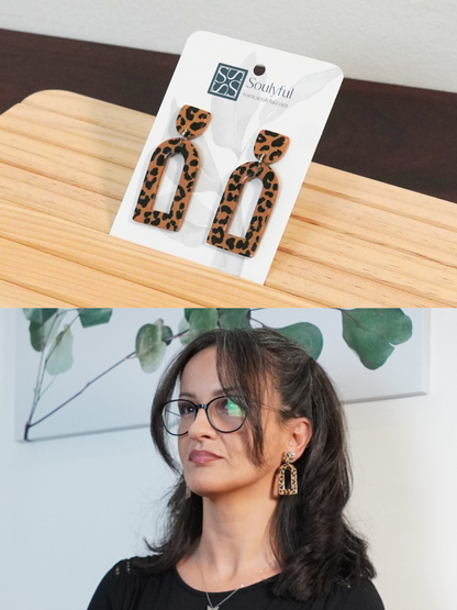 Ohrringe "Fully Leo Karamellbraun" - Hardwarefarbe in silber- oder goldfarben auswählbar