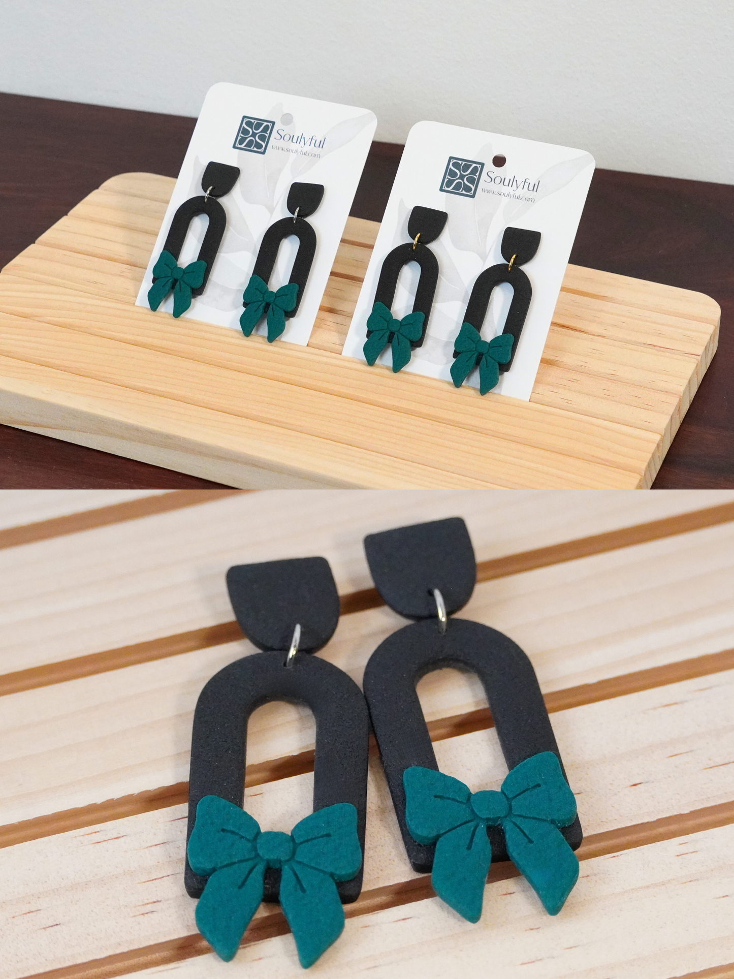 Ohrringe "Black Velvet Bow" - Hardwarefarbe in silber- oder goldfarben auswählbar