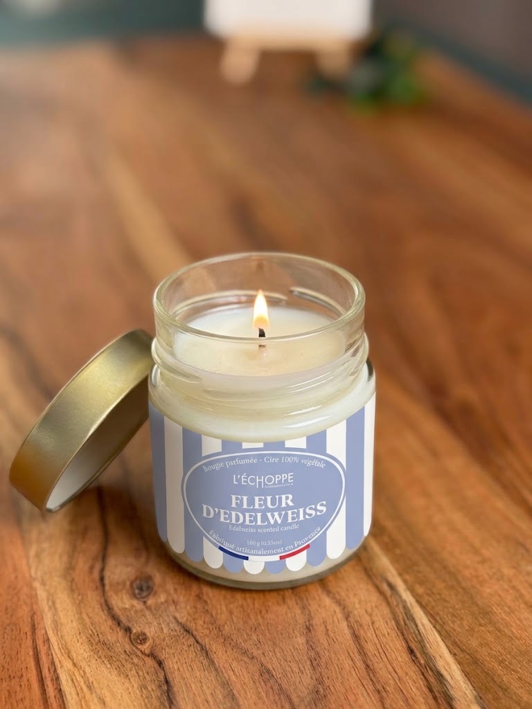 Duftkerze "Edelweiß-Blüte" aus 100% Sojawachs – Made in Frankreich