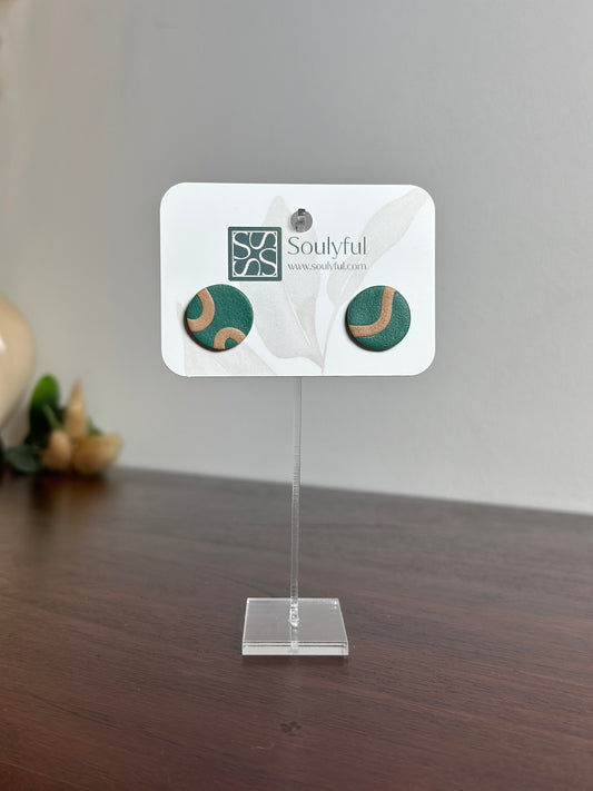 Ohrstecker „Green&Beige 3D“