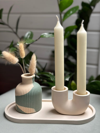 Stabkerzenhalter „Creme/Sand“