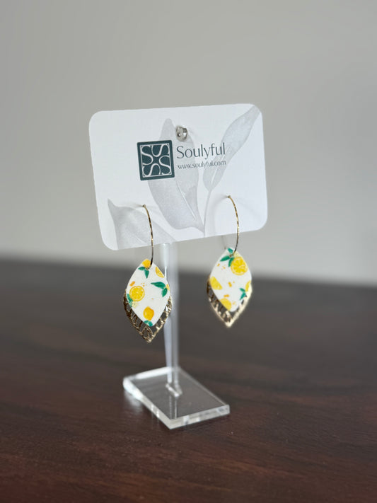 Creolen 18K vergoldet "Leafy Lemon"