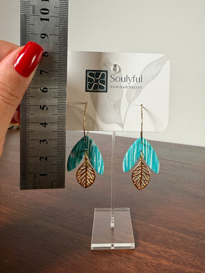 Creolen 18K vergoldet "Turquoise Leaf"