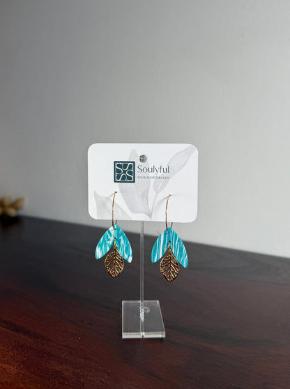 SUMMERSALE Creolen 18K vergoldet "Turquoise Leaf"