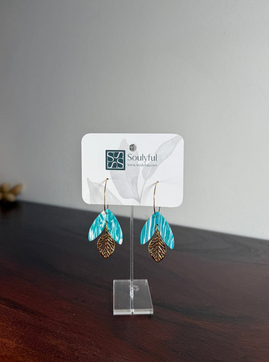 SUMMERSALE Creolen 18K vergoldet "Turquoise Leaf"