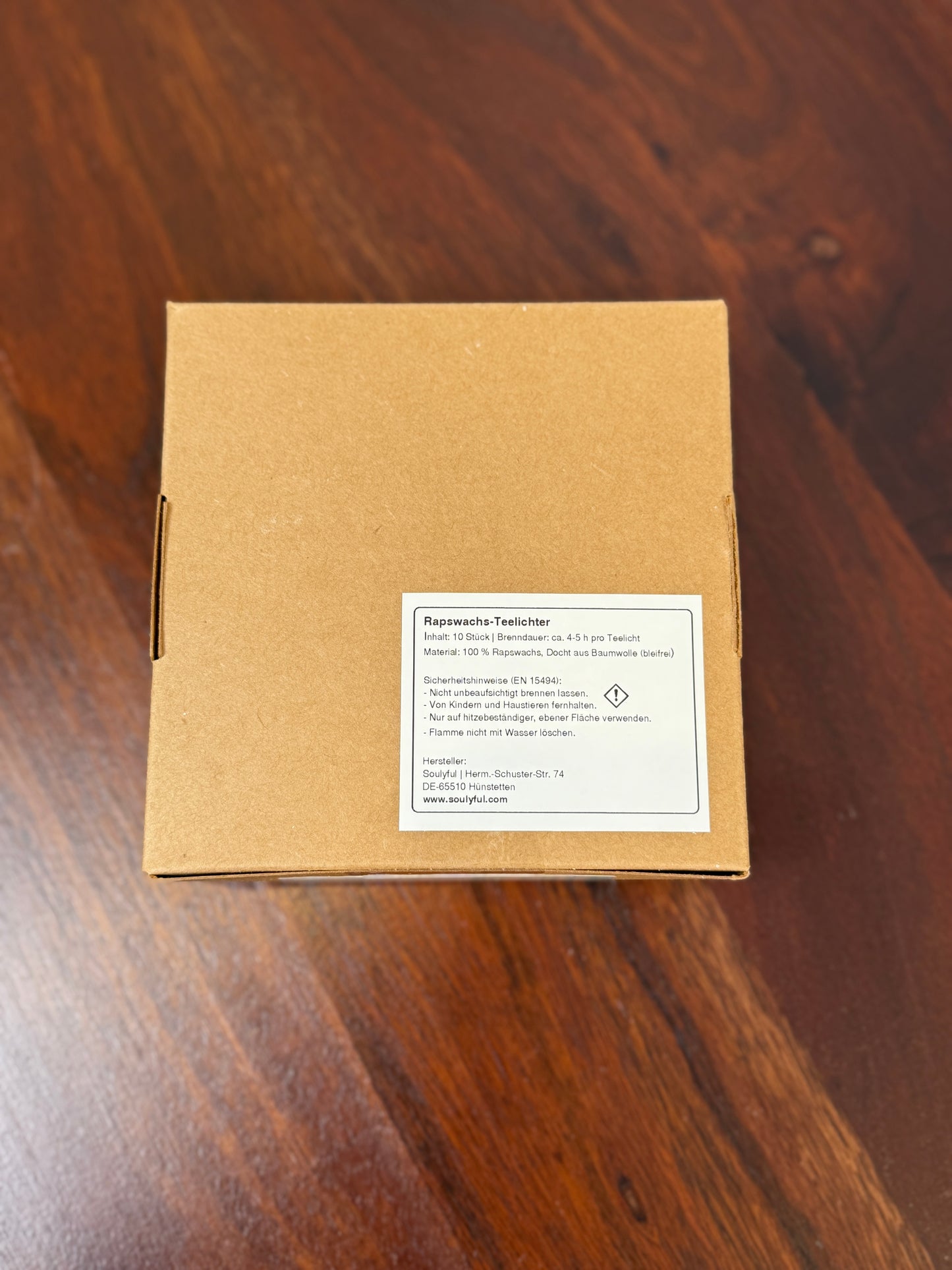 Rapswachs Teelichter Box - 10er Set + 1 Glasteelichthalter
