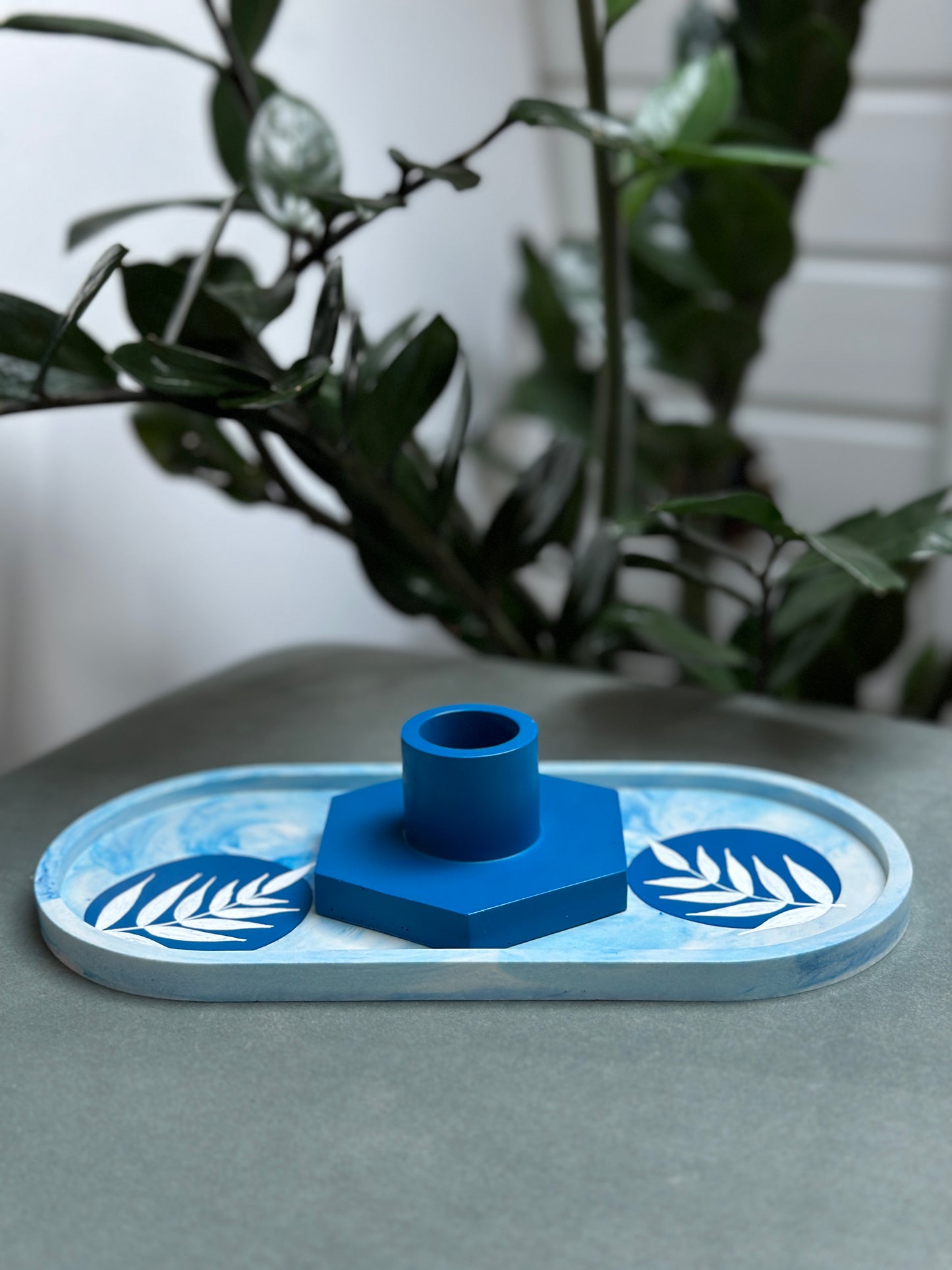 Stabkerzenhalter Sechseck "Blau"
