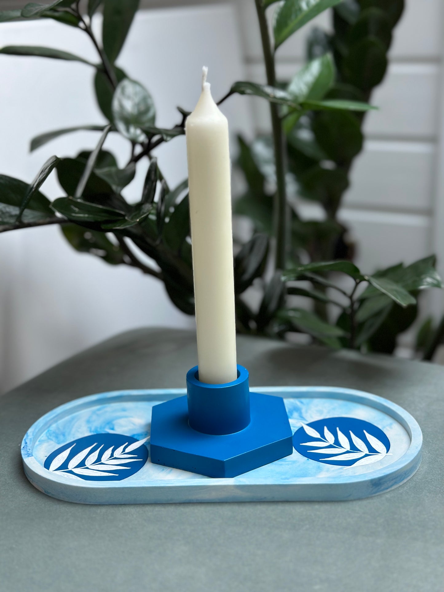 Stabkerzenhalter Sechseck "Blau"