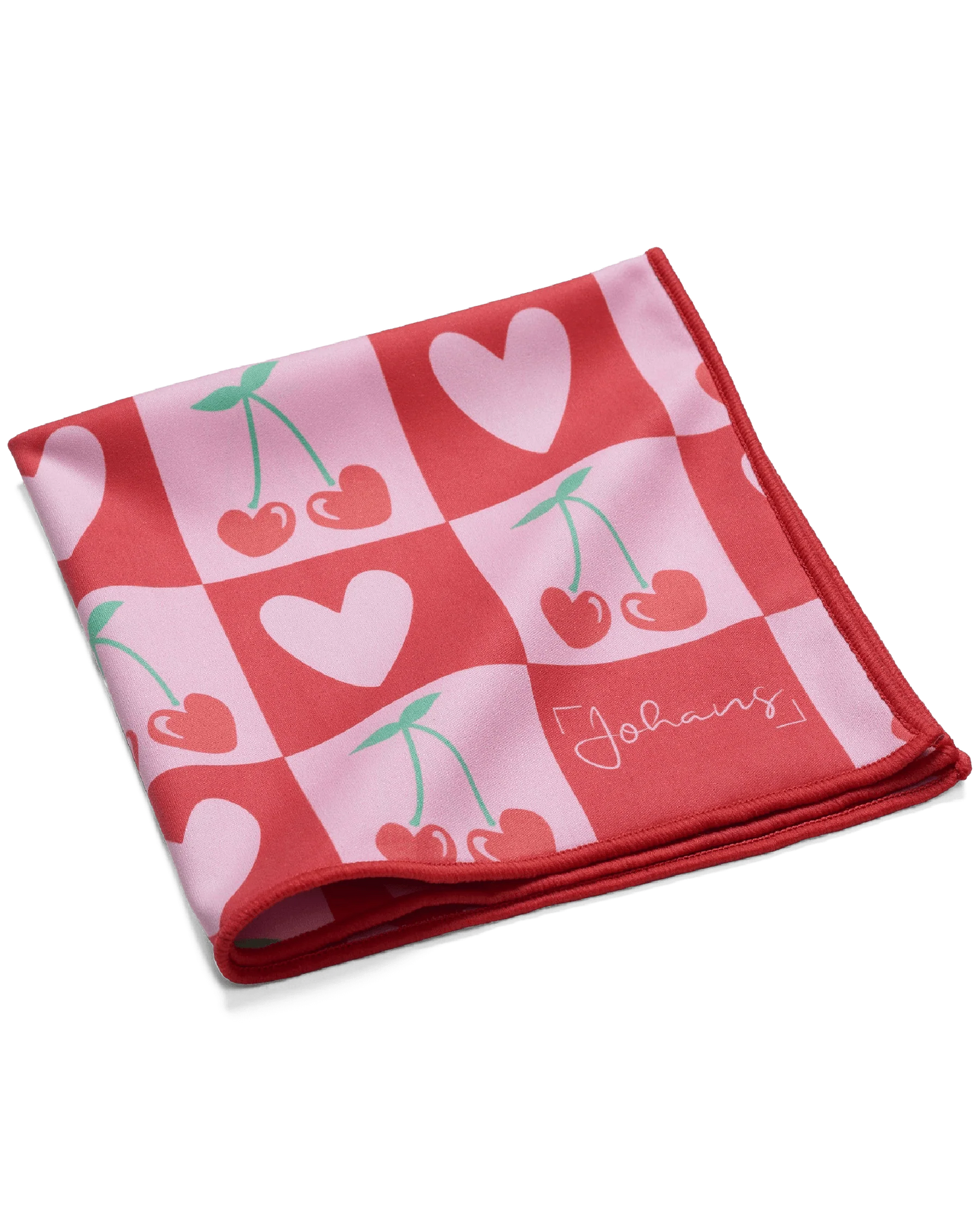 Johans® Mikrofasertuch "Cherry Love" - Stilvolle Reinigung für Brille & Display