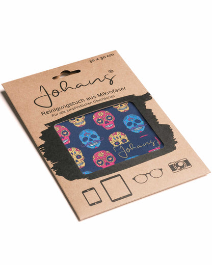 Johans® Mikrofasertuch "Skulls" - Stilvolle Reinigung für Brille & Display