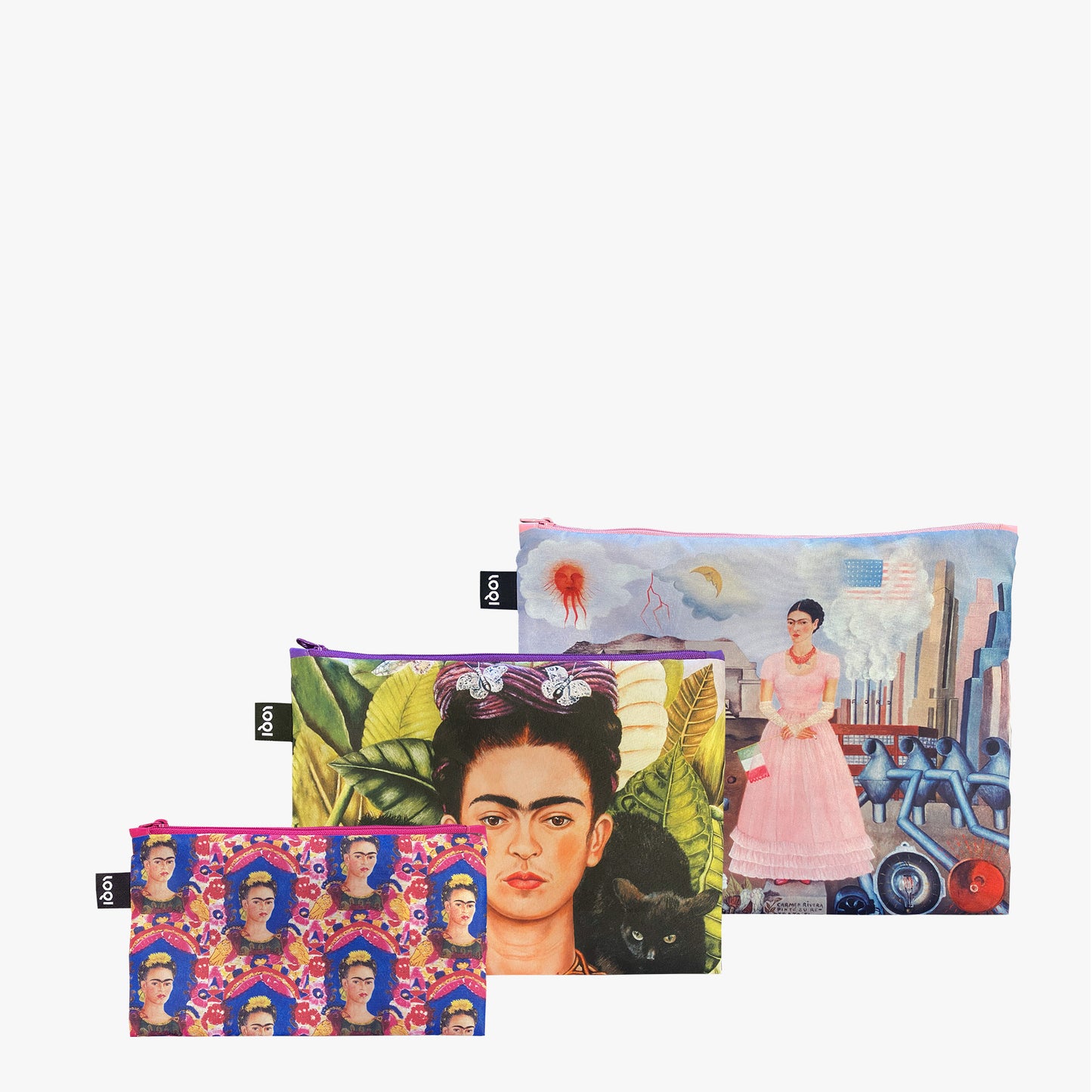 Zip Pockets Set aus 100 % Recyclingmaterial – FRIDA KAHLO „Selbstporträts“