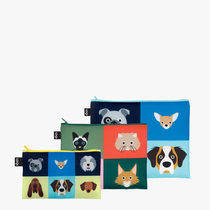 Zip Pockets Set aus 100 % Recyclingmaterial – STEPHEN CHEETHAM „Hunde & Katzen“